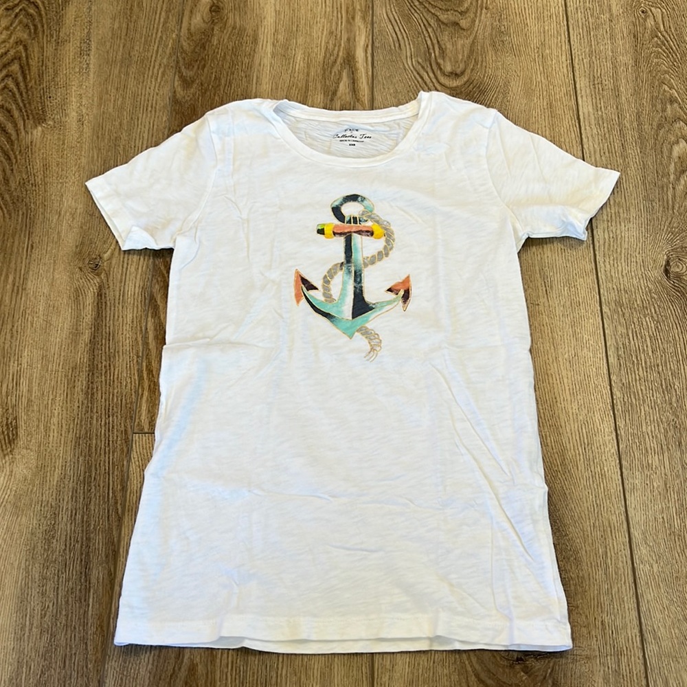 J. Crew white graphic anchor tee size xxs